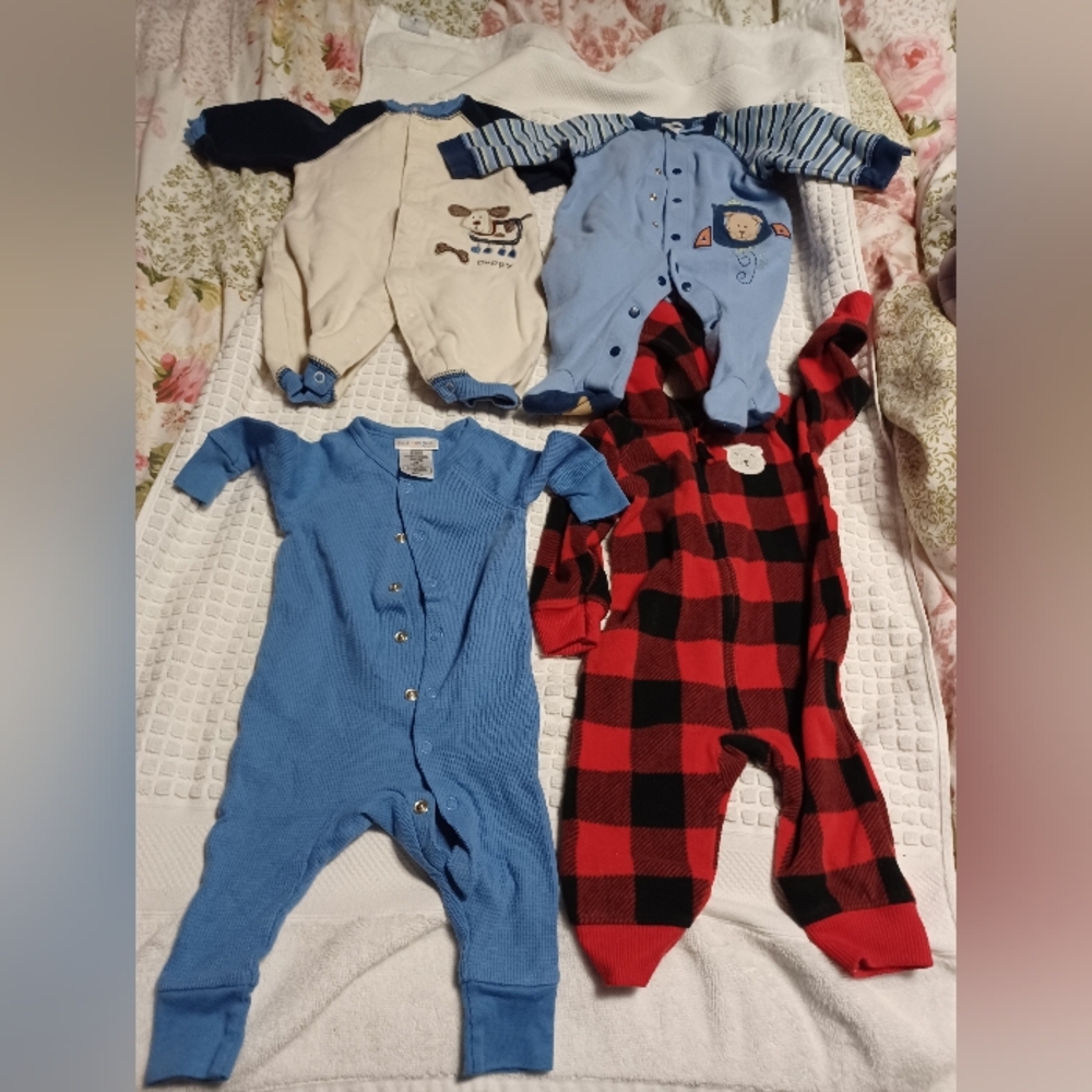 Cozy Blue and Red Plaid Kids Footies